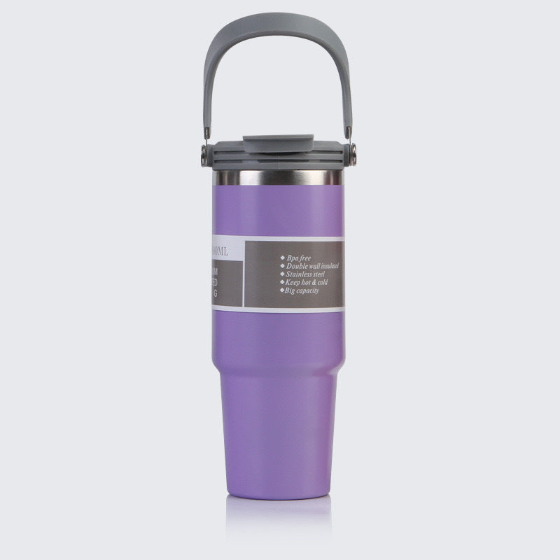 Car Cup 30oz Bingba Cup 304 Stainless Steel Thermos Cup Double Drinking Straw Cup Car Thermal Insulation Cold Cup