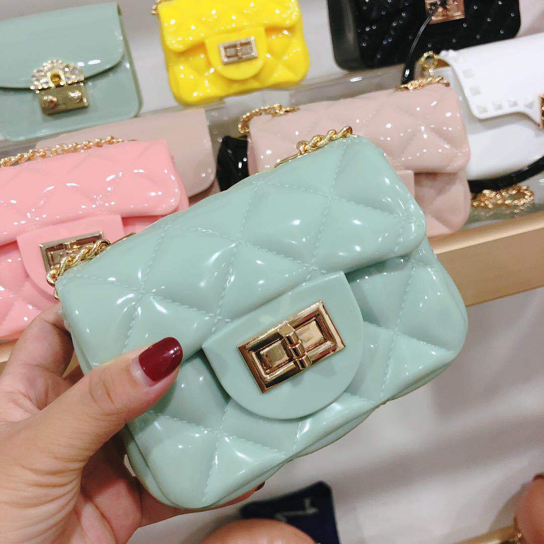 Summer Mini Jelly Bag Crossbody Shoulder Bag Korean Version Diamond Chain Bag Pvc Change Woman