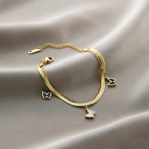 Warm Jian Does Not Fade Cross-border Hot-selling Titanium Steel Bracelet Women's Five-leaf Clover with Diamonds Ins Wind Personality 18K Vacuum Plating