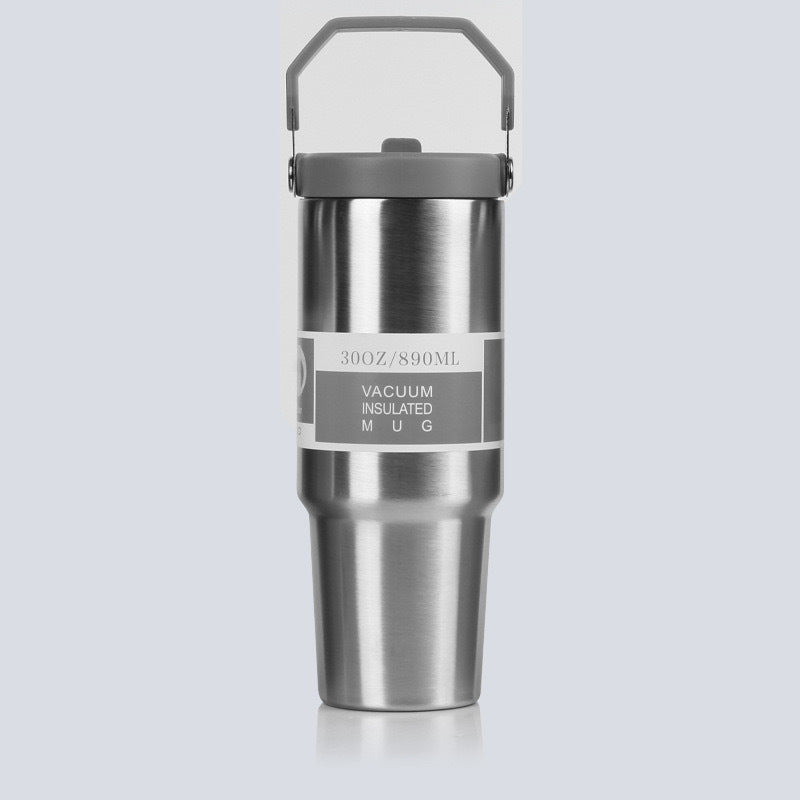 Car Cup 30oz Bingba Cup 304 Stainless Steel Thermos Cup Double Drinking Straw Cup Car Thermal Insulation Cold Cup