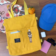 Ins Canvas Bag Female Student Korean Version Messenger Bag Large Capacity Fashion Versatile Single Shoulder Portable Tutoring Bag Double Shoulder Back