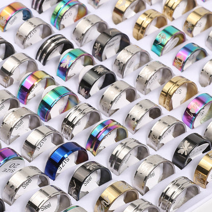 Colorful Jewelry Foreign Trade Trend Hot Sale 1.2 Thick Titanium Steel Mixed Ring Stainless Steel Mixed Ring Box Wholesale