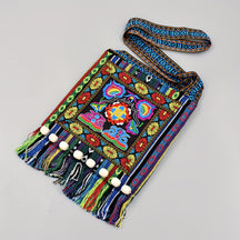 Foreign Trade Cross-border Messenger Bag Embroidered Women's Bag Ethnic Style Bag Versatile Messenger Bohemian Embroidered Fringed Hanfu Bag