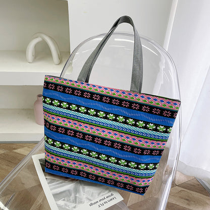 Foreign Trade New Canvas Bag Large-capacity Women's Bag Printed Handbag Ethnic Style Literary and Artistic Student Bag Shopping Bag