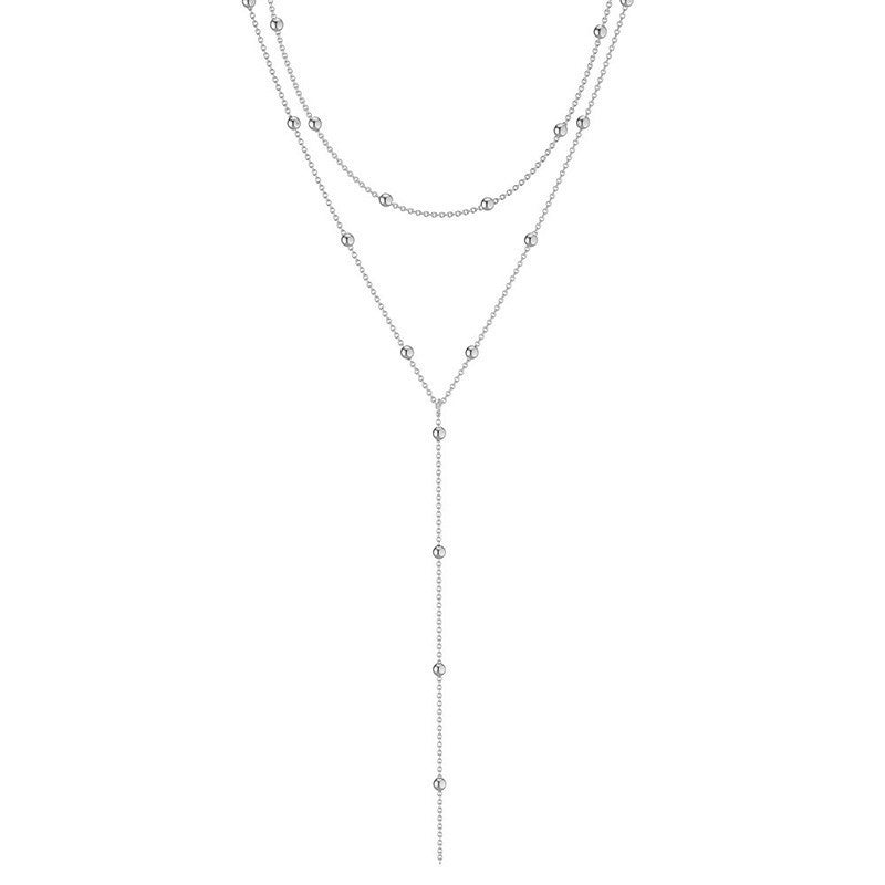 Europe and The United States Cross-border Fashion Simple Geometric Fringed Round Beads Clavicle Multi-layer Temperament Explosion Long Necklace Wholesale