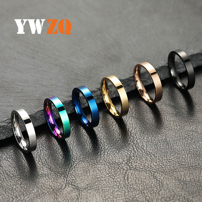 Hot-selling ring women's non-fading niche design 4mm bright surface, plain ring stainless steel jewelry couple ring