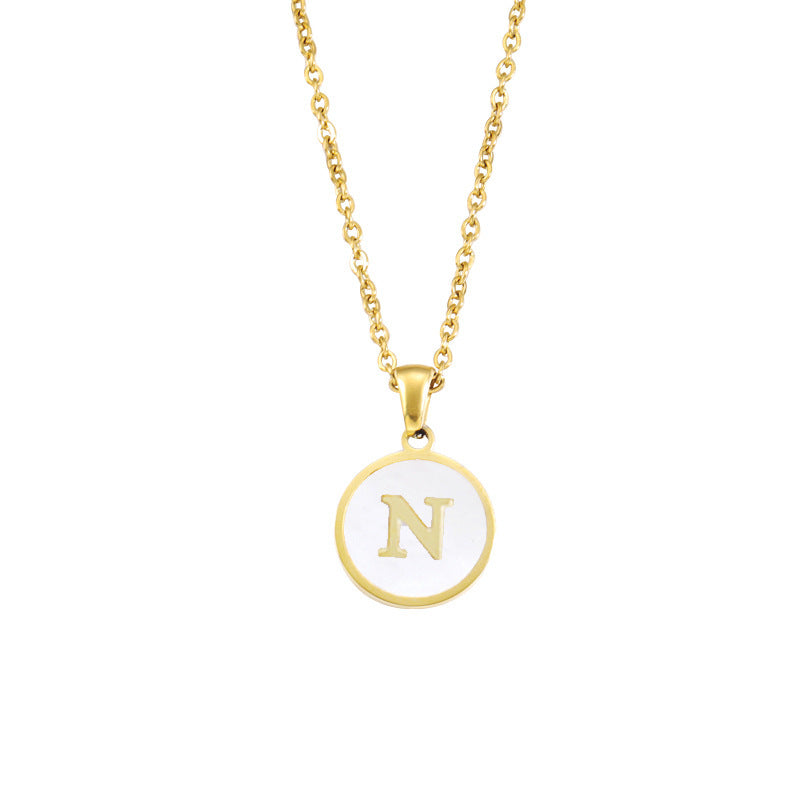 Foreign Trade Hot-selling Ins Wind Simple Alloy, English Letter Necklace Pendant Round Item Pendant 26 Letter Necklace