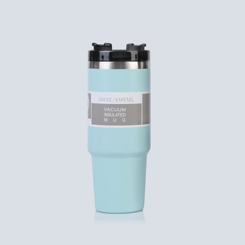 Car Cup 30oz Bingba Cup 304 Stainless Steel Thermos Cup Double Drinking Straw Cup Car Thermal Insulation Cold Cup