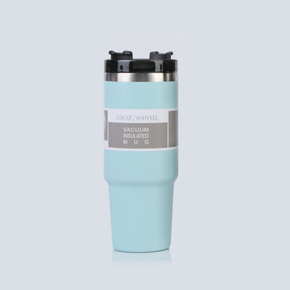 Car Cup 30oz Bingba Cup 304 Stainless Steel Thermos Cup Double Drinking Straw Cup Car Thermal Insulation Cold Cup