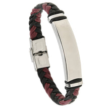 European and American Stainless Steel Simple Bracelet, Light Plate Lettering Leather Woven Bracelet, Men's Bracelet Factory Direct Sales
