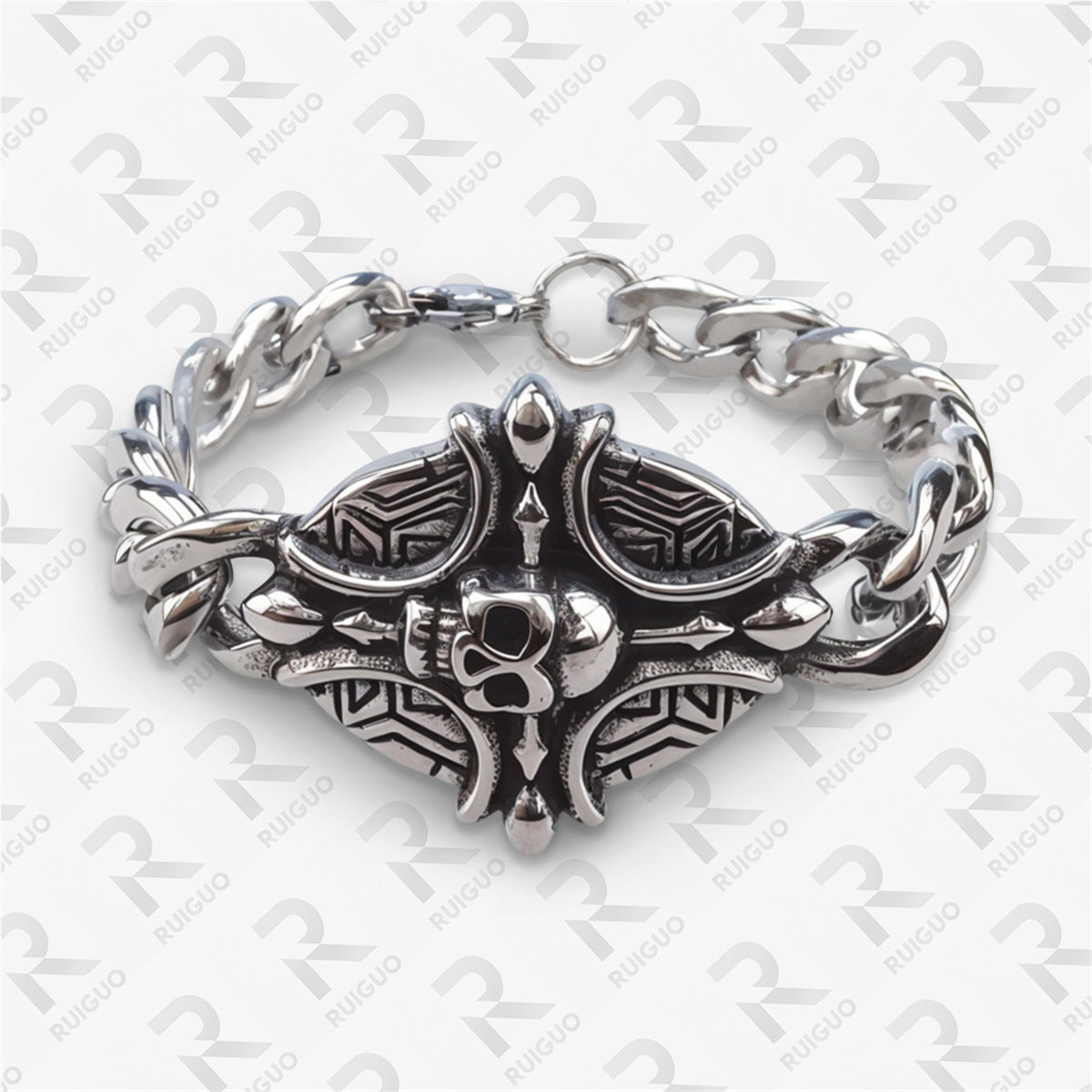 Amazon Vintage Celtic Knot Skull Stainless Steel Cuban Bracelet Cross Punk Men's Jewelry, Popular