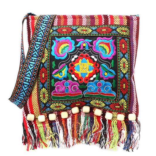 Foreign Trade Cross-border Messenger Bag Embroidered Women's Bag Ethnic Style Bag Versatile Messenger Bohemian Embroidered Fringed Hanfu Bag