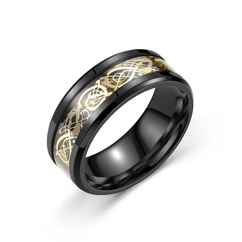 Popular Jewelry, Dragon Pattern Ring, Trendy Versatile Titanium Steel Ring, Wholesale of European and American Fashion Men's Ring