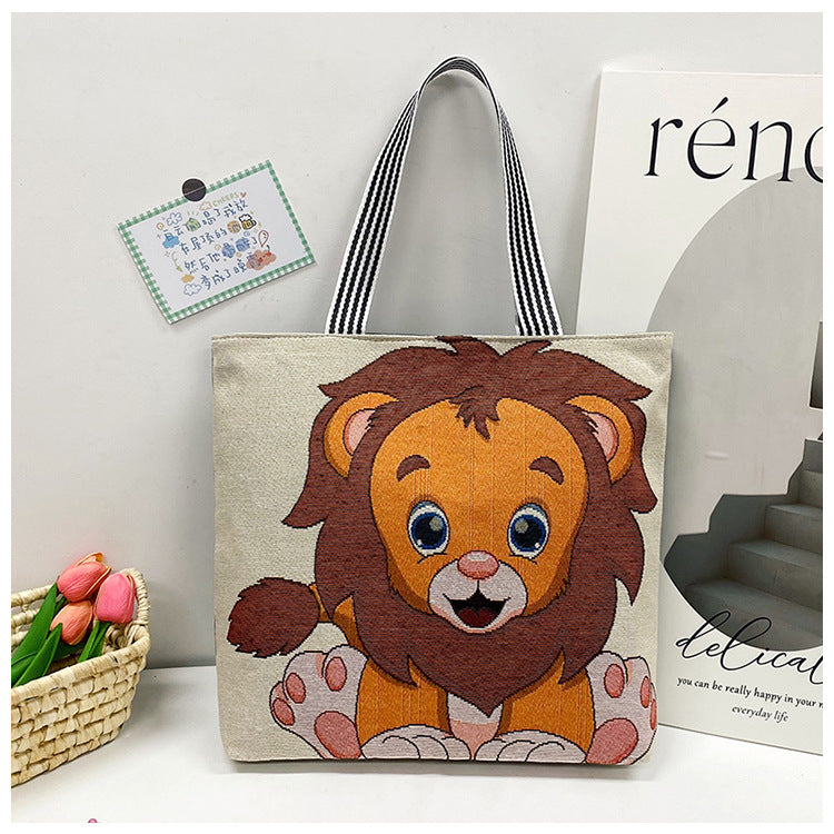 Foreign Trade Ethnic Style Retro Portable Canvas Bag Large Embroidery Shopping Fashion Shoulder Women's Bag New Matai Tote Bag
