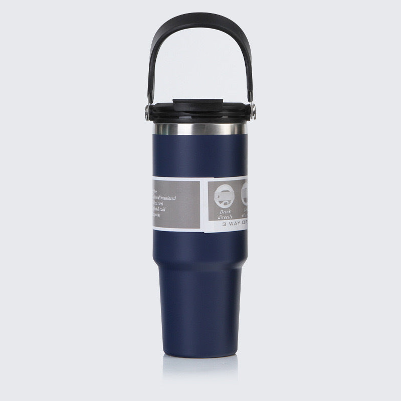 Car Cup 30oz Bingba Cup 304 Stainless Steel Thermos Cup Double Drinking Straw Cup Car Thermal Insulation Cold Cup