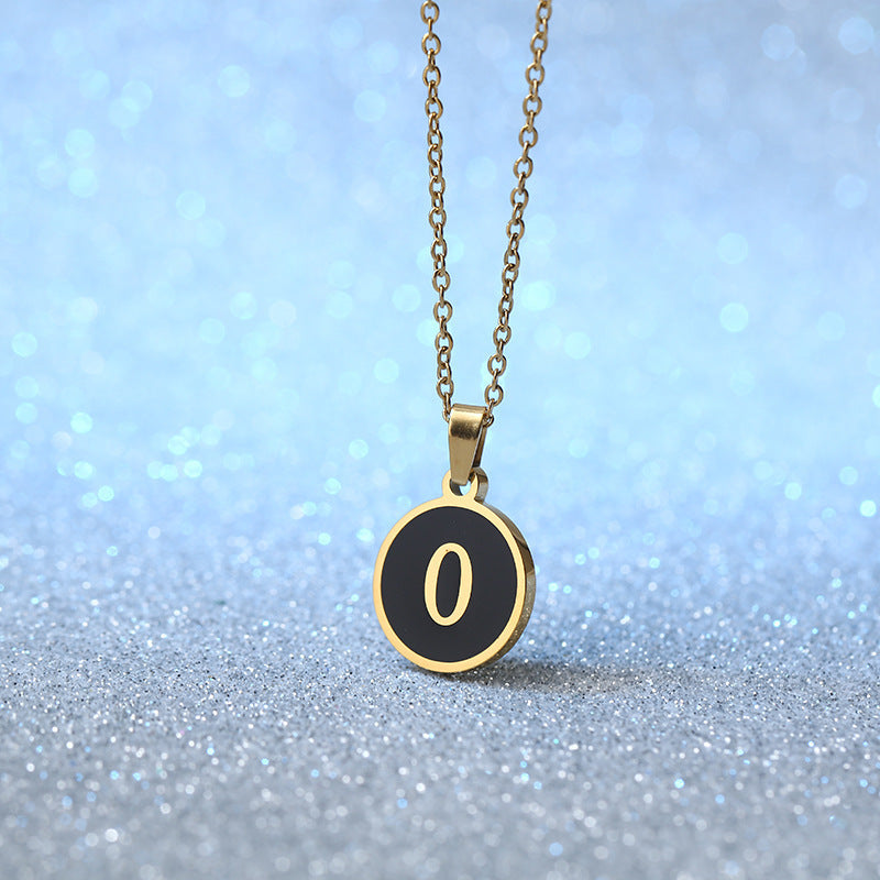 Foreign Trade Hot-selling Ins Wind Simple Alloy, English Letter Necklace Pendant Round Item Pendant 26 Letter Necklace