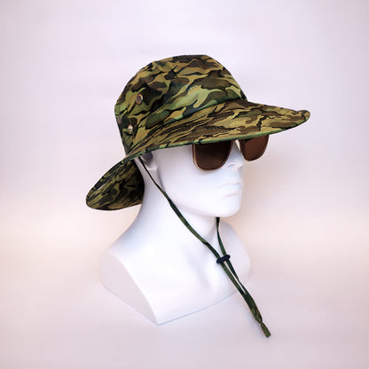 Big Eaves Camouflage Visor Custom Logo Printing Embroidery Spot Outdoor Fishing Climbing Bucket Hat Men's Polyester Material