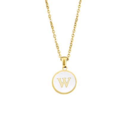 Foreign Trade Hot-selling Ins Wind Simple Alloy, English Letter Necklace Pendant Round Item Pendant 26 Letter Necklace