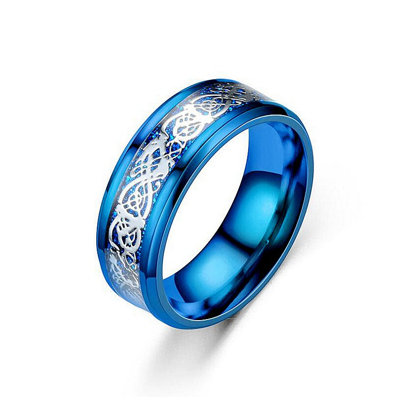 Popular Jewelry, Dragon Pattern Ring, Trendy Versatile Titanium Steel Ring, Wholesale of European and American Fashion Men's Ring