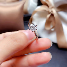 Korean Version of The Explosion, Six-claw 1-carat Simulated Diamond Ring, Open Ring, Female Wedding Proposal, Couple's Ring, Wedding Ring Wholesale