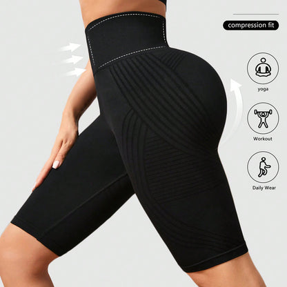 New Seamless Line Yoga Pants Women's Hip-lifting and Thin Bottoming Five-point Pants Tight Running Fitness Pants