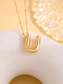 Hot-selling Balloon Glossy Letter Necklace Chubby Pendant European and American Fashion Simple Collarbone Chain