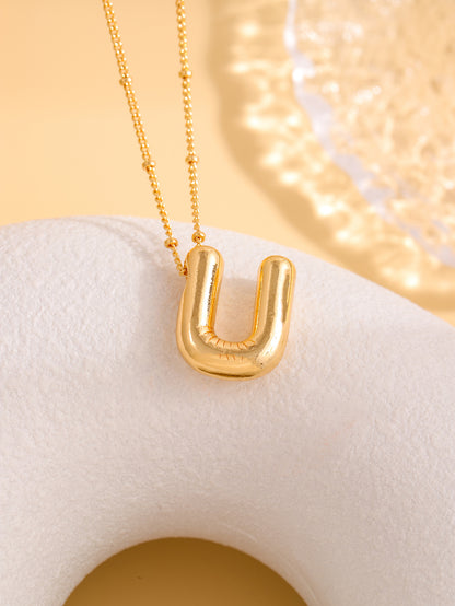 Hot-selling Balloon Glossy Letter Necklace Chubby Pendant European and American Fashion Simple Collarbone Chain
