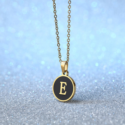 Foreign Trade Hot-selling Ins Wind Simple Alloy, English Letter Necklace Pendant Round Item Pendant 26 Letter Necklace