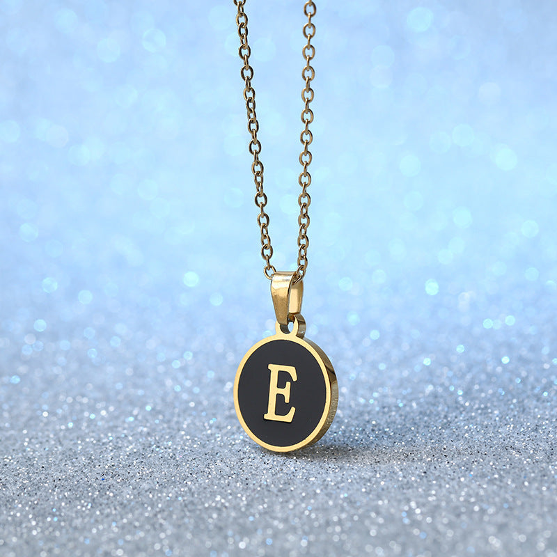 Foreign Trade Hot-selling Ins Wind Simple Alloy, English Letter Necklace Pendant Round Item Pendant 26 Letter Necklace