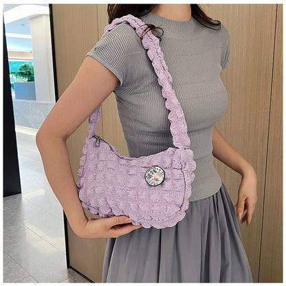 New Popular Cloud Puff Bag, Girl Fashion Pleated Shoulder Bag, Simple Portable Underarm Bag