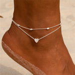 European and American New Anklet Fashion Round Bead Chain Multi-layer Love Alloy Women's Foot Jewelry Beach Anklet Cross-border Jewelry