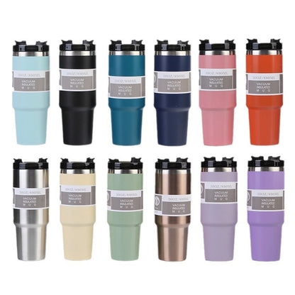 Car Cup 30oz Bingba Cup 304 Stainless Steel Thermos Cup Double Drinking Straw Cup Car Thermal Insulation Cold Cup