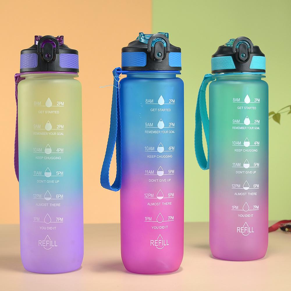 Gradual Change bottle, Gradual Change Color Outdoor Matte 1000ml Sports Water Cup