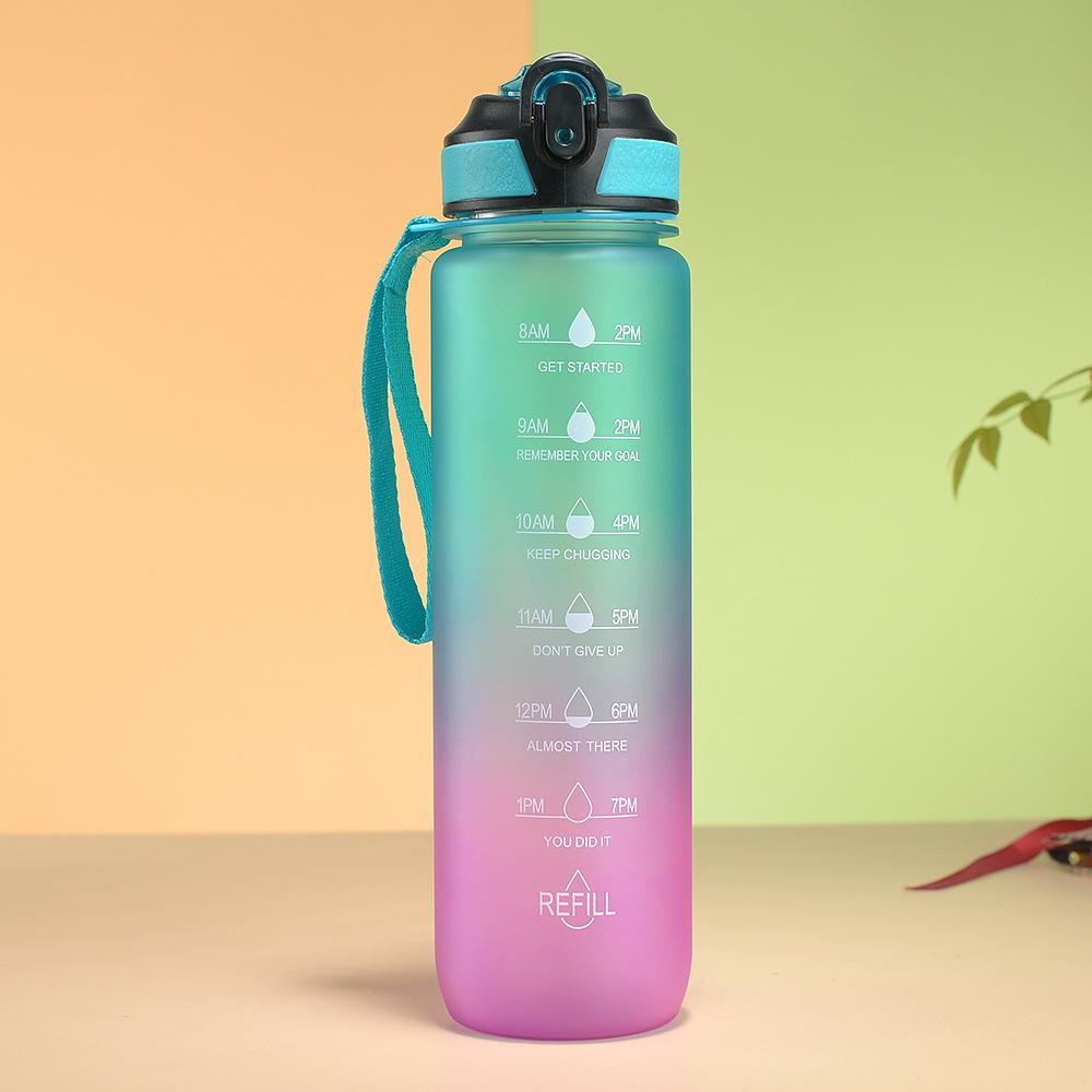 Gradual Change bottle, Gradual Change Color Outdoor Matte 1000ml Sports Water Cup