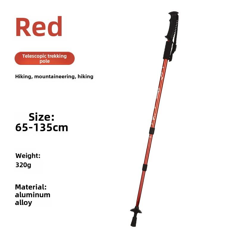 Aluminum Alloy Three-section Shock Absorber T-handle Straight Handle Mountaineering Cane Cane Hiking Outdoor Products