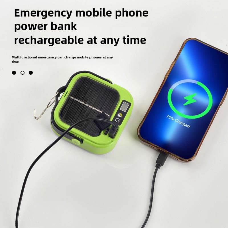 Outdoor Multi-functional Camping Light Emergency Super Bright Long Battery Life Solar Model Hook Tent Light Power Bank