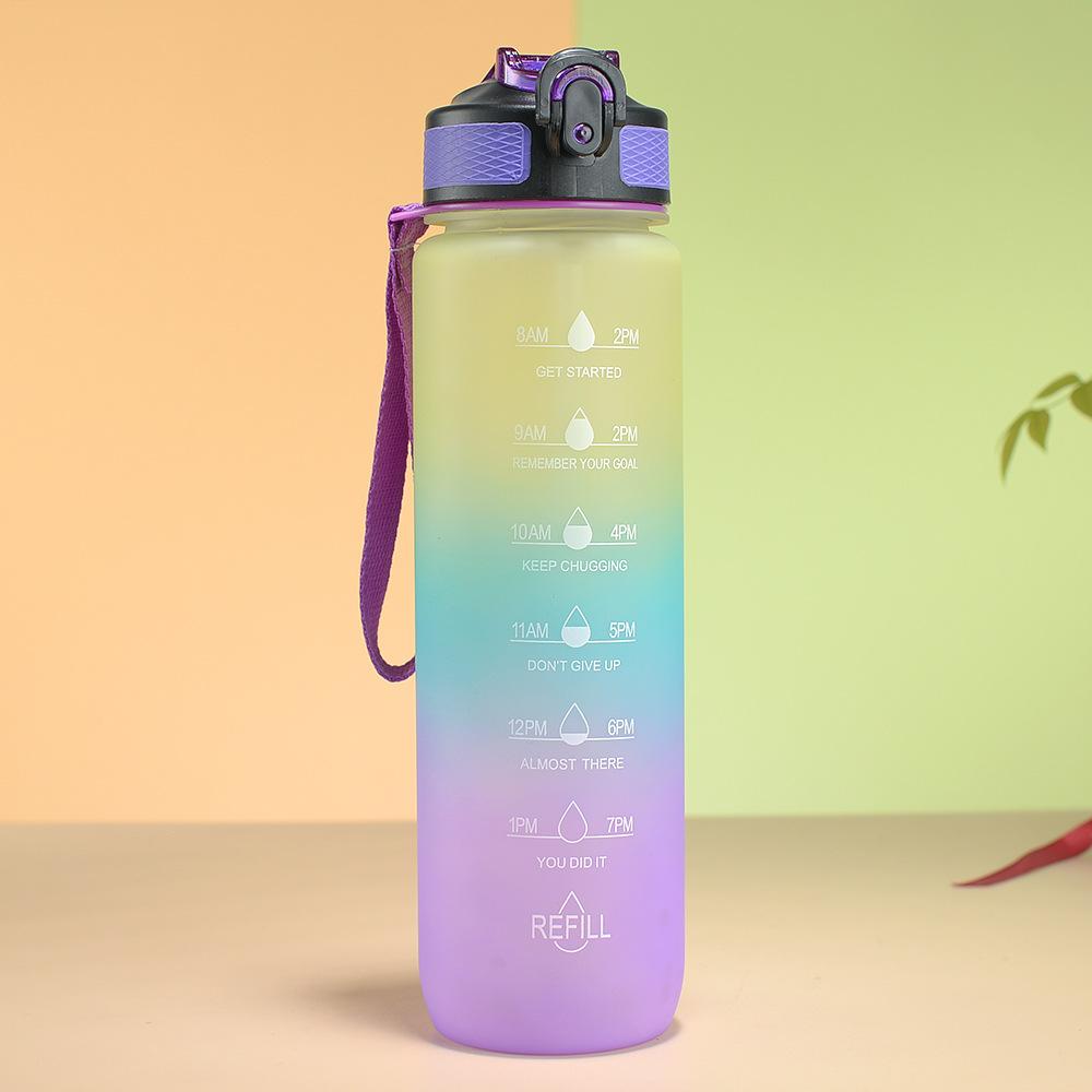 Gradual Change bottle, Gradual Change Color Outdoor Matte 1000ml Sports Water Cup