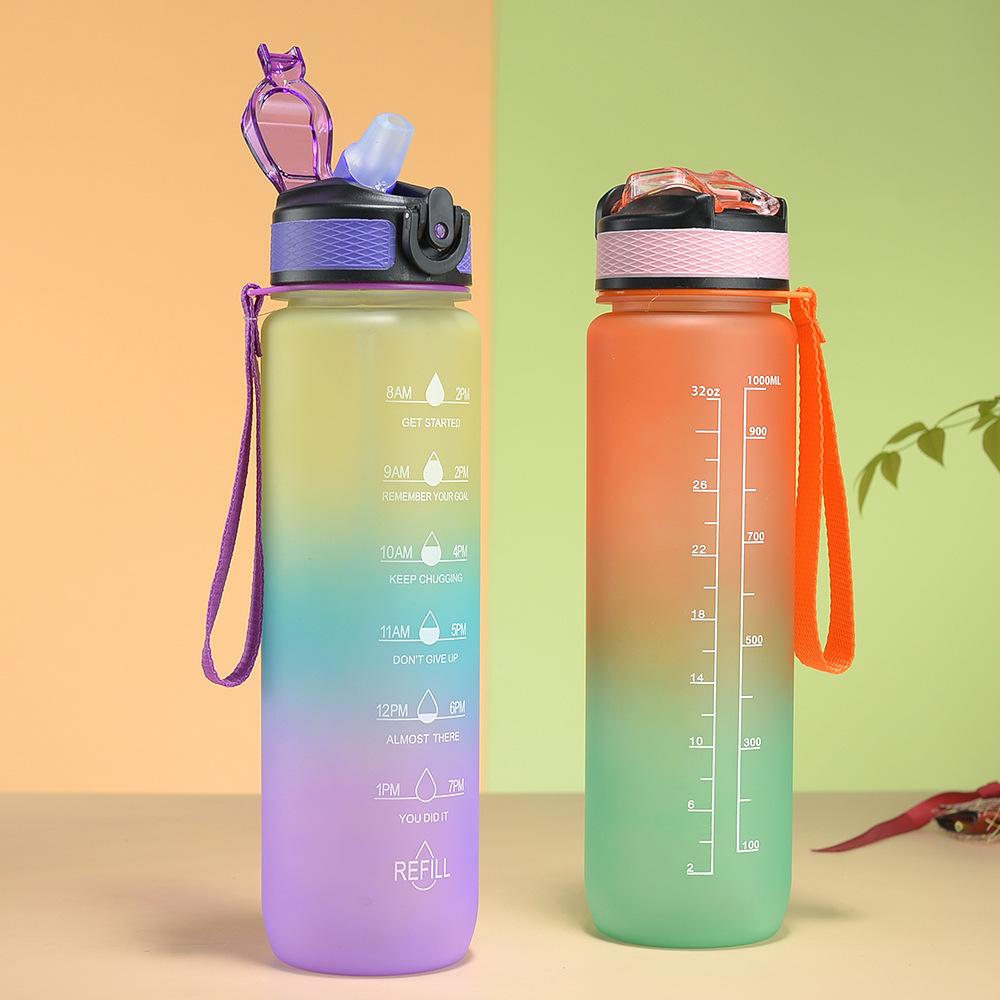 Gradual Change bottle, Gradual Change Color Outdoor Matte 1000ml Sports Water Cup