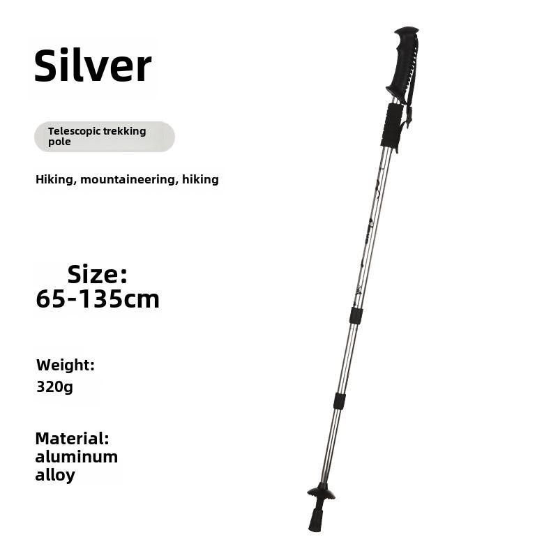 Aluminum Alloy Three-section Shock Absorber T-handle Straight Handle Mountaineering Cane Cane Hiking Outdoor Products