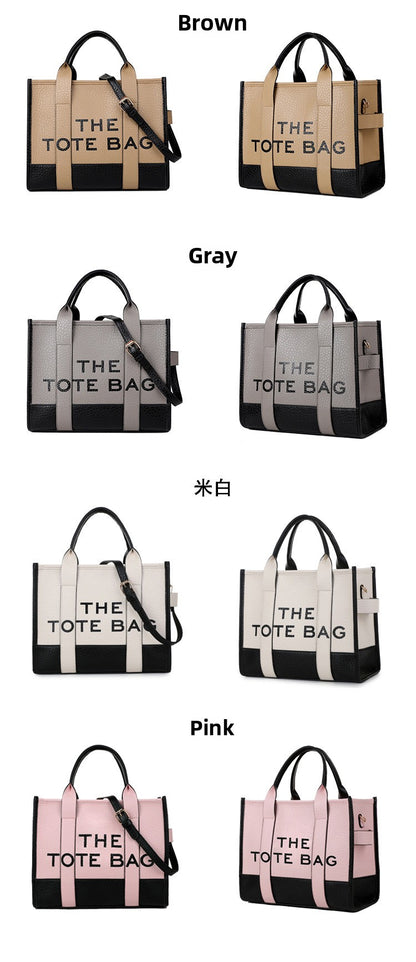 Foreign Trade Cross-border Double-color PU Letter Tote Bag, Fashionable and Versatile Women's Shoulder Messenger Bag Going Out Handbag