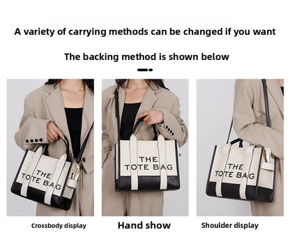 Foreign Trade Cross-border Double-color PU Letter Tote Bag, Fashionable and Versatile Women's Shoulder Messenger Bag Going Out Handbag
