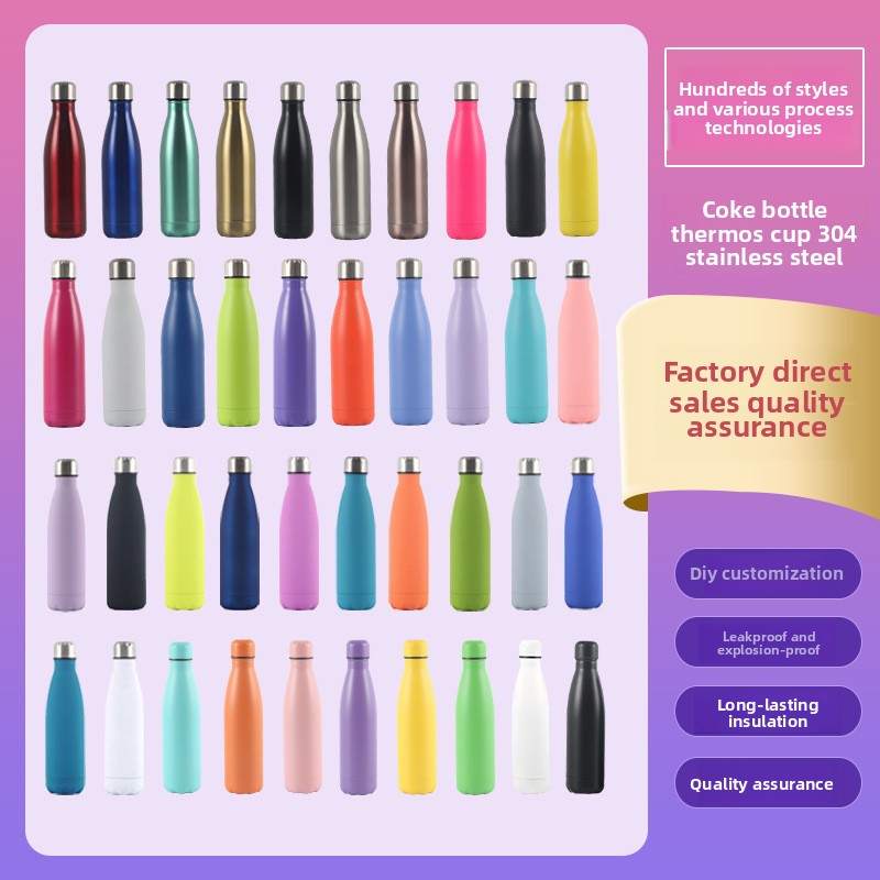 Source Factory Cross-border Exclusive Supply of Amazon 304 Stainless Steel Sports Kettle Gift Cup Coke Bottle Thermos Cup