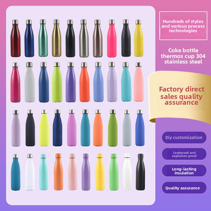 Source Factory Cross-border Exclusive Supply of Amazon 304 Stainless Steel Sports Kettle Gift Cup Coke Bottle Thermos Cup