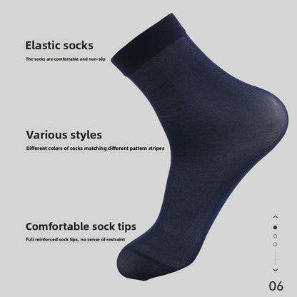 Men's Socks, Thin Medium Tube Men's Socks, Men's Business Socks, Spring and Summer Men's Stockings, Men's Ice Silk Solid Color Wholesale