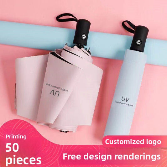 UV vinyl sun umbrella sunscreen sunshade umbrella UV protection women's three folding advertising umbrella wholesale custom logo