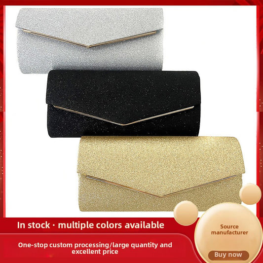 Factory Direct Sales Cross-border New Simple Hand-held Light Luxury European and American Style Dinner Bag Chain Handbag Women's Bag Evening Bag