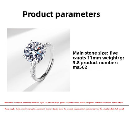 Hot Selling 5 Carat Eight Hearts Eight Arrows Platinum Plated Ring Ladies Ring Imitation Silver Ring Wholesale