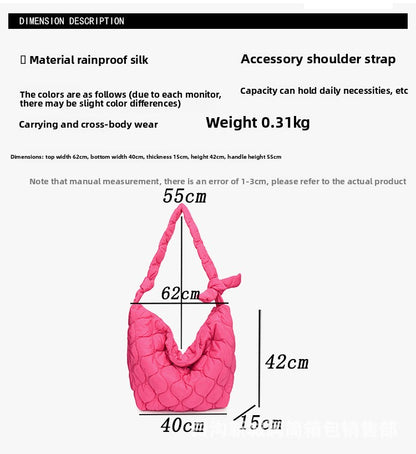 Foreign Trade Wholesale New Pleated Cloud Men and Women with The Same Oblique Span Shoulder Bag Large Capacity Tote Women's Bag