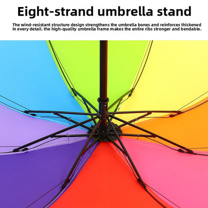 Cross-border Hand-opened Folding Rainbow Umbrella Wholesale Stall Umbrella Men and Women Promotional Umbrella Umbrella Custom Logo Advertising Umbrella