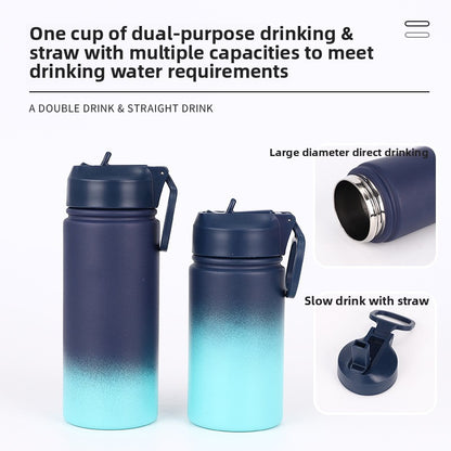 Stainless Steel Thermos Cup High Value Outdoor Sports Water Cup Gradual Change Color Car Space Pot Can Be Customized Logo
